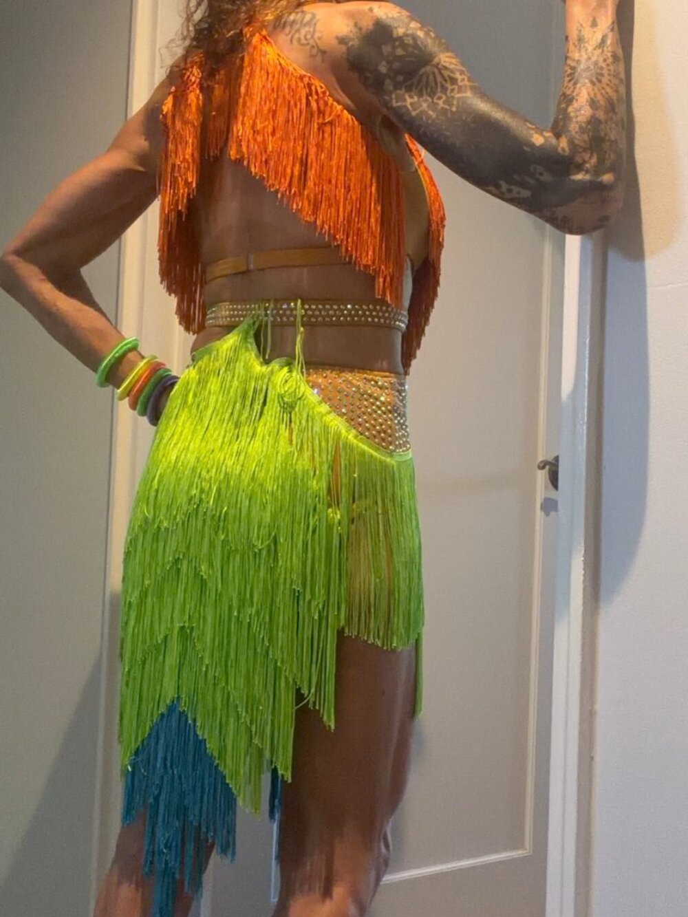 Latin Fringe Dance Dress Performance Wear Multicolor - Size XS/S - Picture 2 of 2